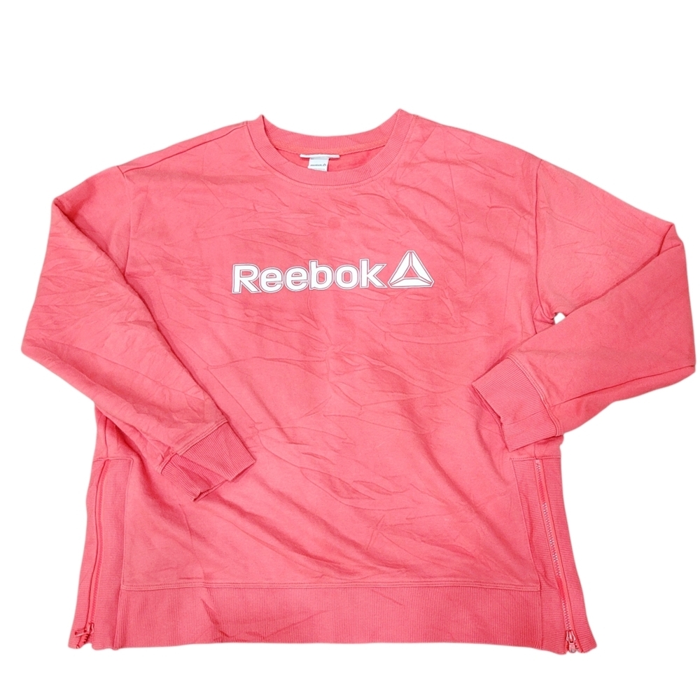 Reebok Pink Classic Logo Zipper Bottom Sweatshirt Top Size: Large
